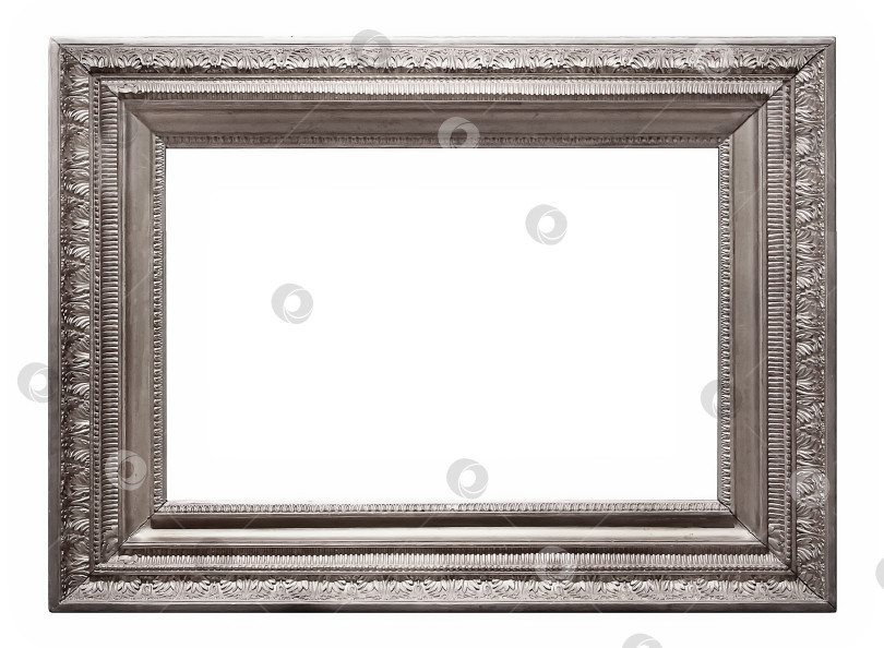 Скачать Панорамная серебряная рамка для картин, зеркал или фотографий на белом фоне фотосток Ozero