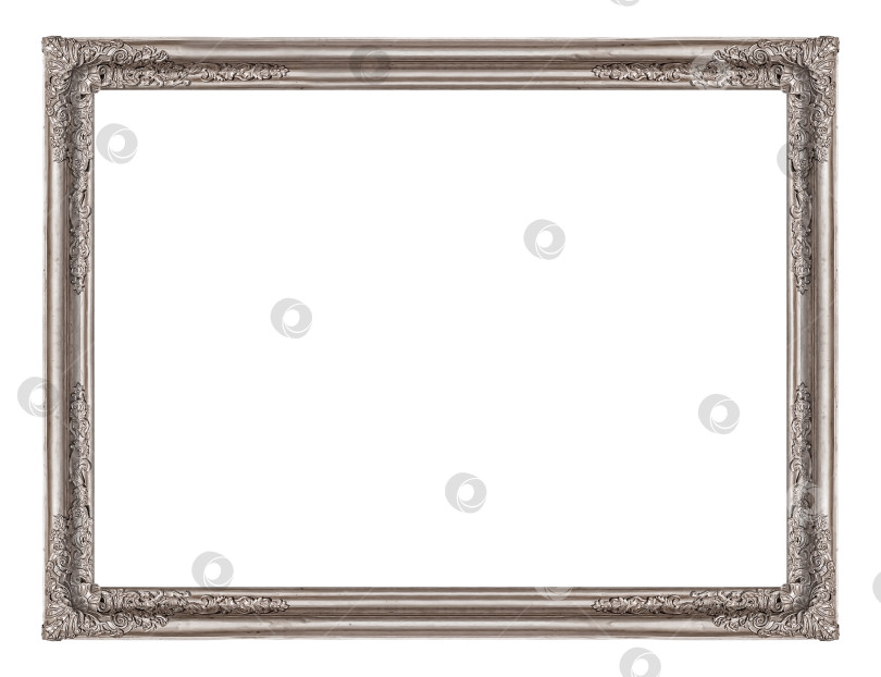 Скачать Серебряная рамка для картин, зеркал или фотографий на белом фоне фотосток Ozero