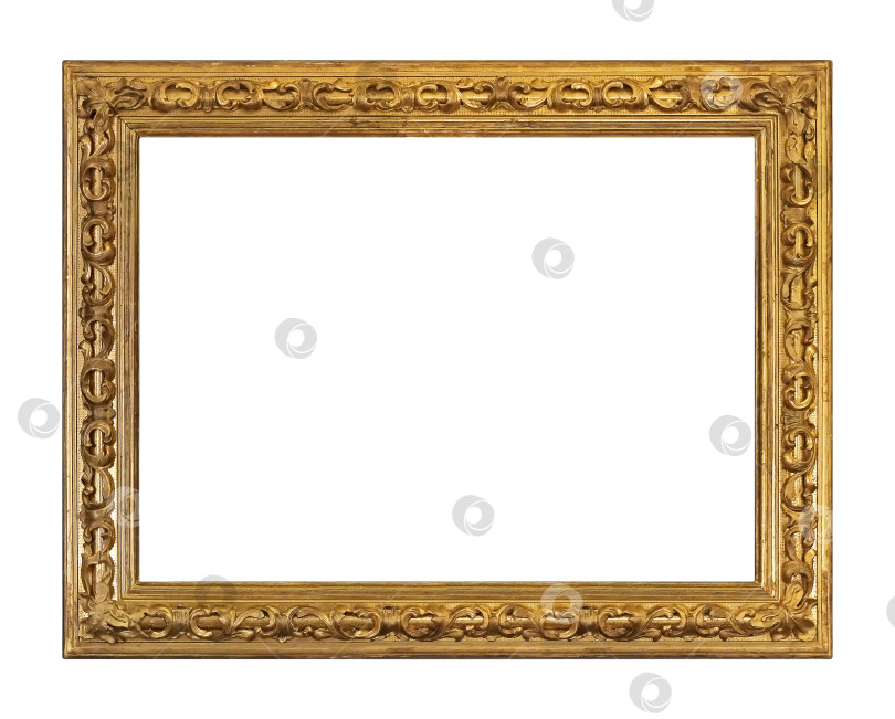 Скачать Золотая рамка для картин, зеркал или фотографий на белом фоне фотосток Ozero