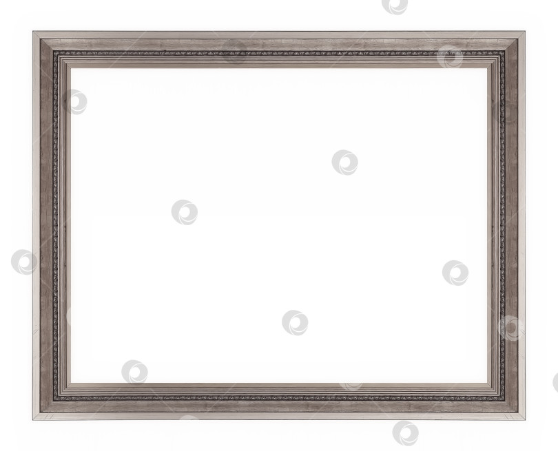 Скачать Серебряная рамка для картин, зеркал или фотографий на белом фоне фотосток Ozero