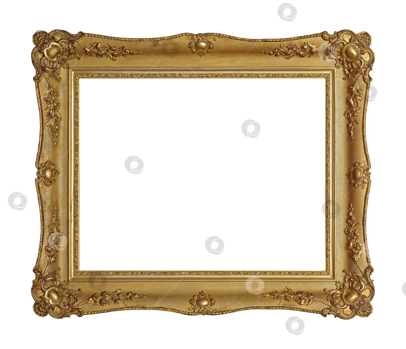 Скачать Золотая рамка для картин, зеркал или фотографий на белом фоне фотосток Ozero