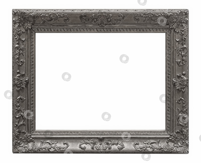 Скачать Серебряная рамка для картин, зеркал или фотографий на белом фоне фотосток Ozero