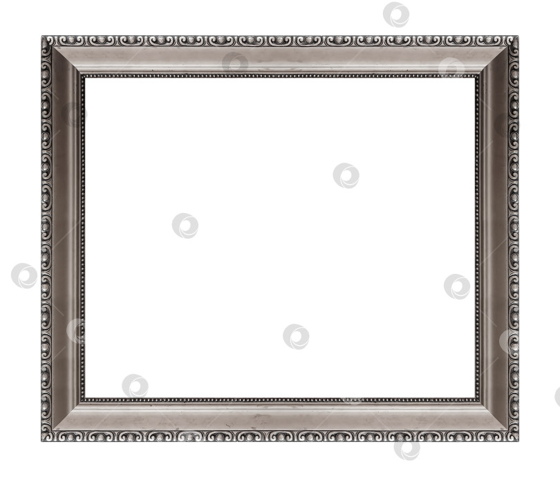 Скачать Серебряная рамка для картин, зеркал или фотографий на белом фоне фотосток Ozero