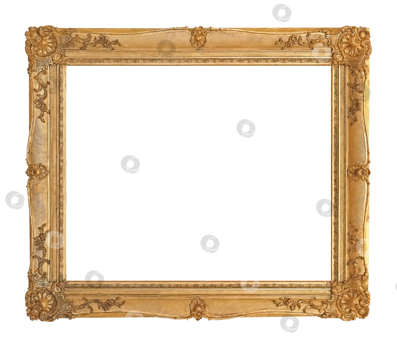 Скачать Золотая рамка для картин, зеркал или фотографий на белом фоне фотосток Ozero
