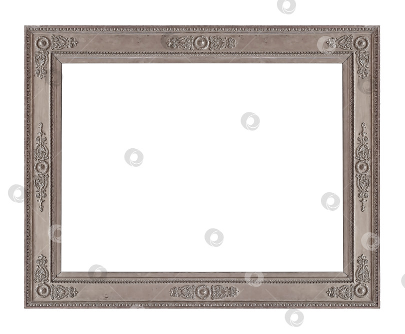 Скачать Серебряная рамка для картин, зеркал или фотографий на белом фоне фотосток Ozero