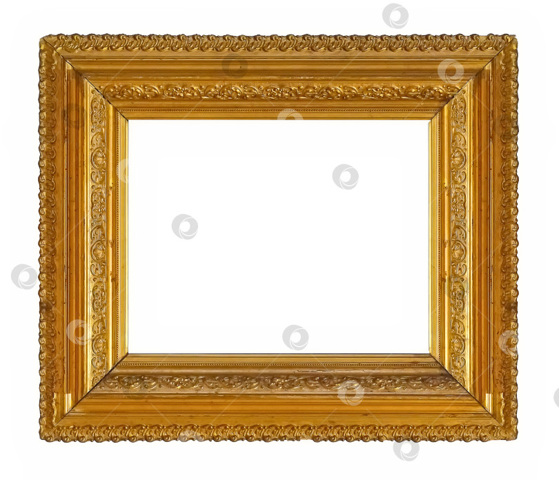 Скачать Золотая рамка для картин, зеркал или фотографий на белом фоне фотосток Ozero