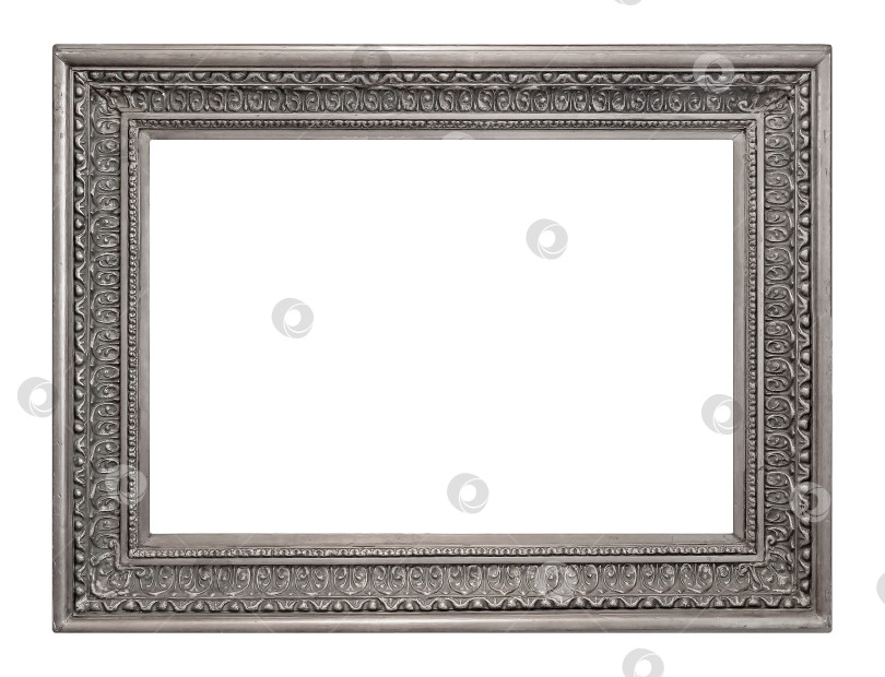 Скачать Серебряная рамка для картин, зеркал или фотографий на белом фоне фотосток Ozero