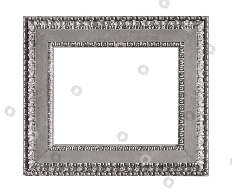 Скачать Серебряная рамка для картин, зеркал или фотографий на белом фоне фотосток Ozero