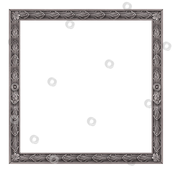 Скачать Серебряная рамка для картин, зеркал или фотографий на белом фоне. Элемент дизайна с контуром вырезки фотосток Ozero