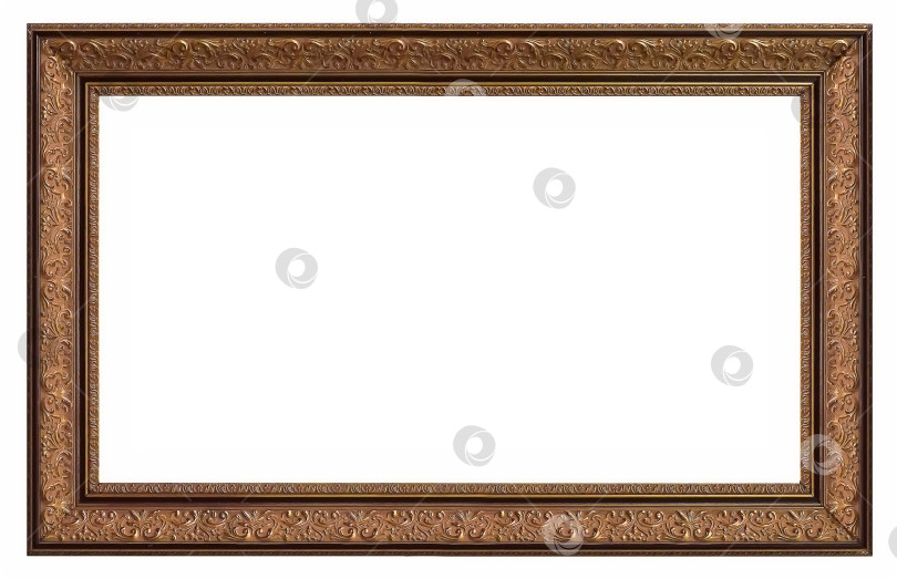 Скачать Панорамная золотая рамка для картин, зеркал или фотографий на белом фоне фотосток Ozero