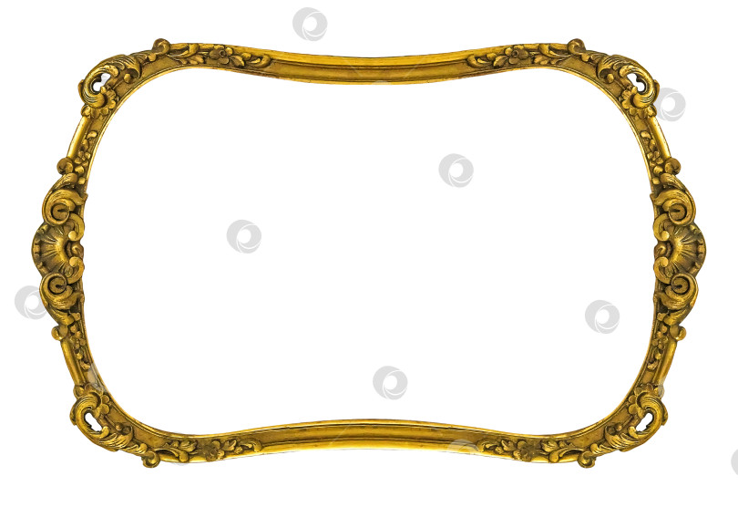 Скачать Золотая рамка для картин, зеркал или фотографий на белом фоне. Элемент дизайна с контуром вырезки фотосток Ozero