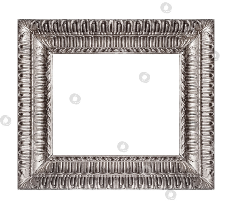 Скачать Серебряная рамка для картин, зеркал или фотографий на белом фоне фотосток Ozero