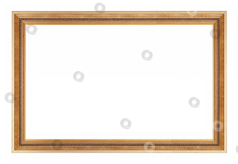 Скачать Панорамная золотая рамка для картин, зеркал или фотографий на белом фоне фотосток Ozero