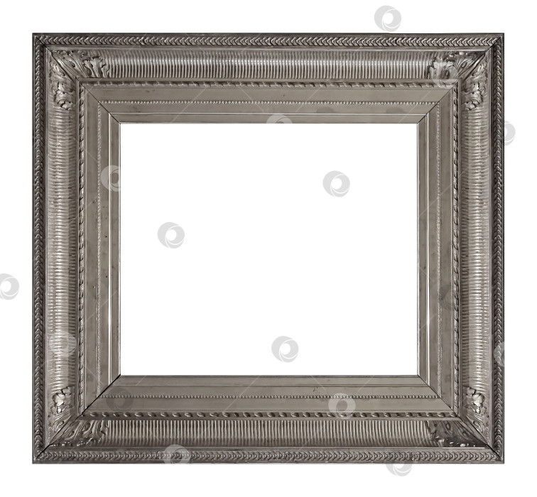 Скачать Серебряная рамка для картин, зеркал или фотографий на белом фоне фотосток Ozero
