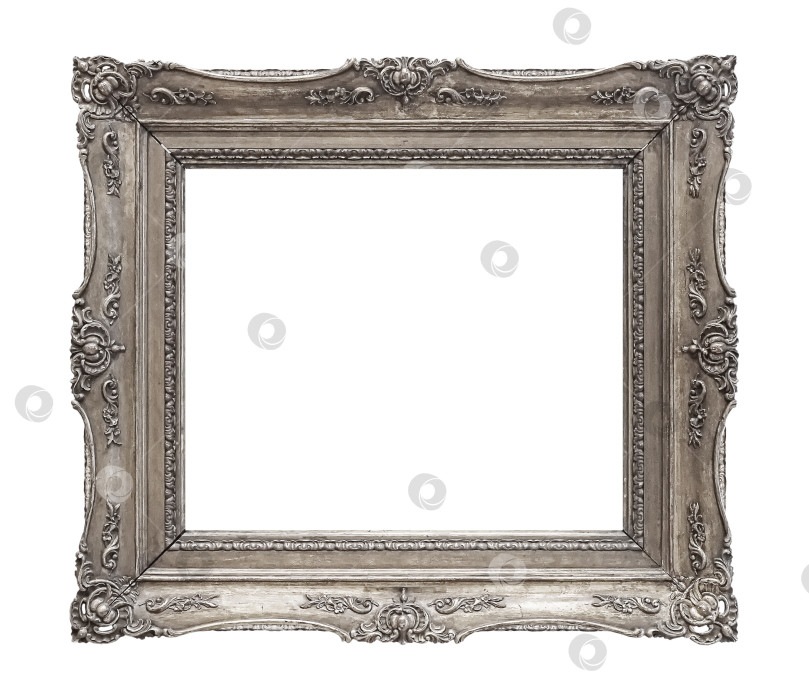 Скачать Серебряная рамка для картин, зеркал или фотографий на белом фоне фотосток Ozero