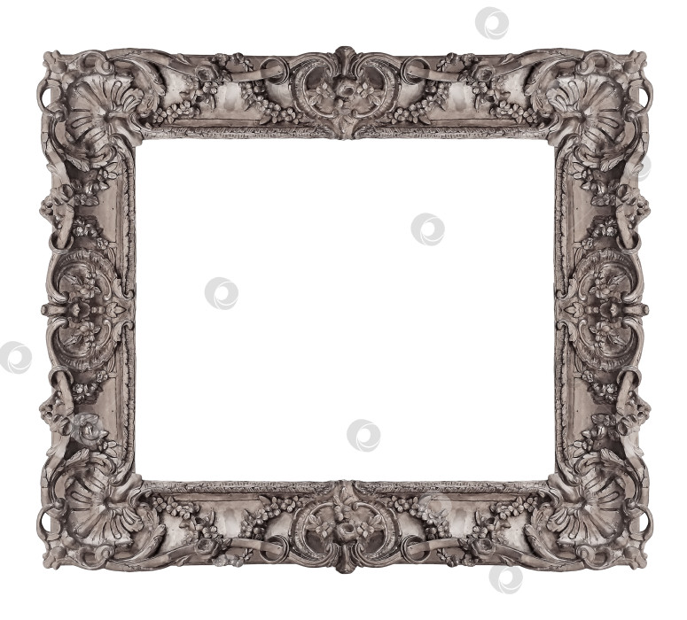 Скачать Серебряная рамка для картин, зеркал или фотографий на белом фоне фотосток Ozero