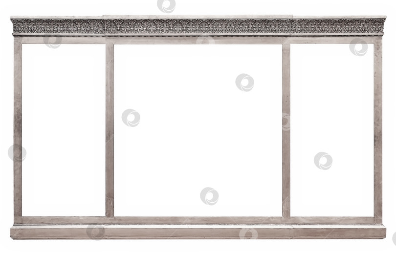 Скачать Тройная серебряная рамка (триптих) для картин, зеркал или фотографий, выделенных на белом фоне фотосток Ozero