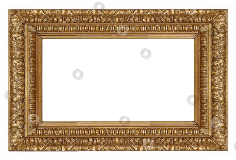 Скачать Панорамная золотая рамка для картин, зеркал или фотографий на белом фоне фотосток Ozero