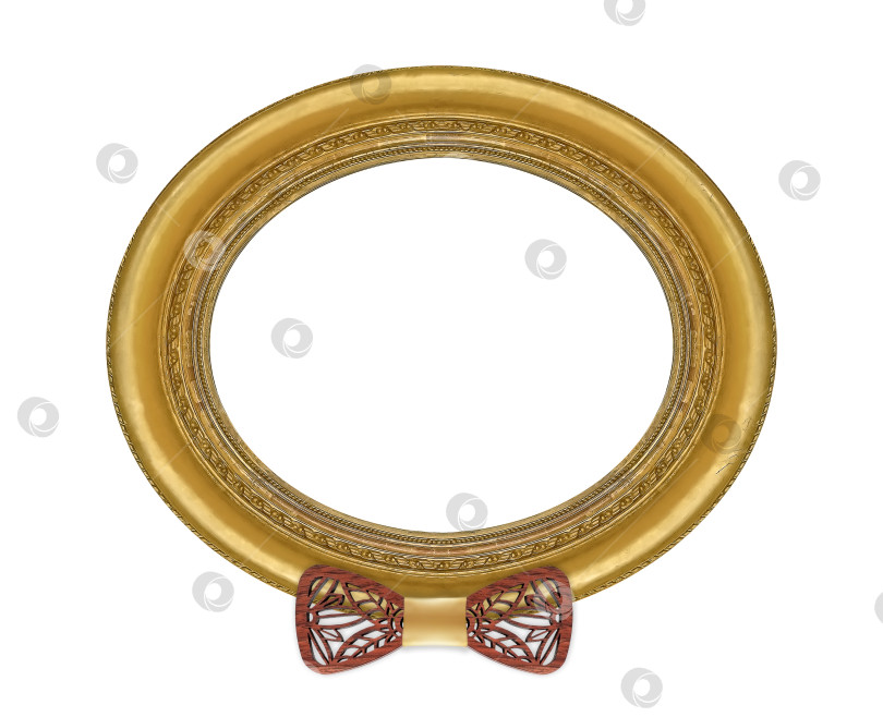 Скачать Золотая овальная рамка для картин, зеркал или фотографий на белом фоне фотосток Ozero
