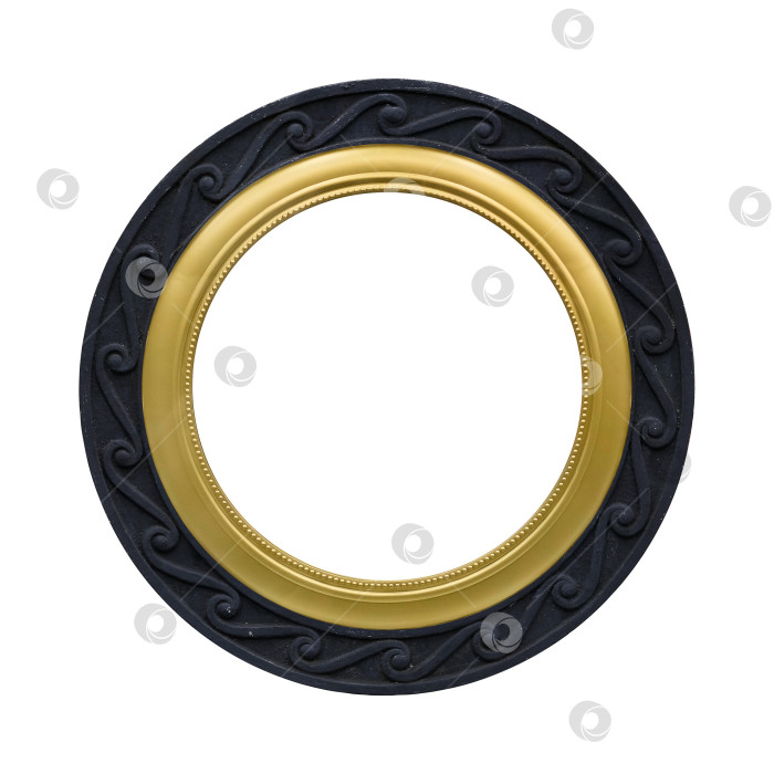 Скачать Черная круглая рамка для картин, зеркал или фотографий на белом фоне. Элемент дизайна с контуром вырезки фотосток Ozero