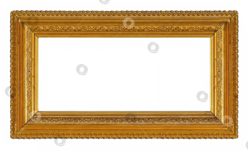 Скачать Панорамная золотая рамка для картин, зеркал или фотографий на белом фоне фотосток Ozero