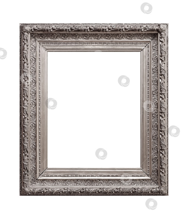 Скачать Серебряная рамка для картин, зеркал или фотографий на белом фоне фотосток Ozero