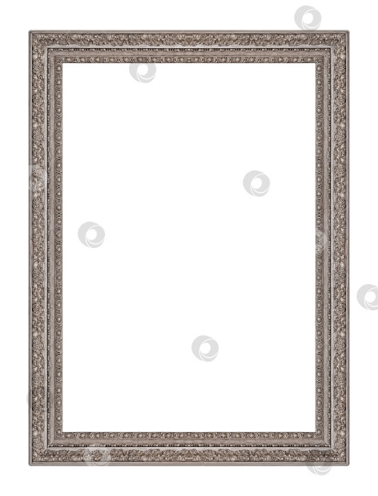 Скачать Серебряная рамка для картин, зеркал или фотографий на белом фоне фотосток Ozero