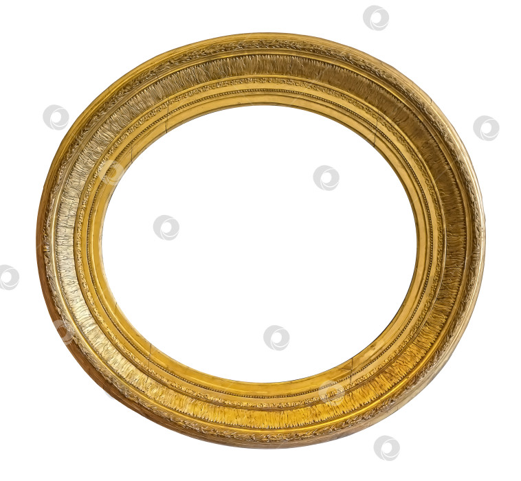 Скачать Золотая овальная рамка для картин, зеркал или фотографий на белом фоне фотосток Ozero