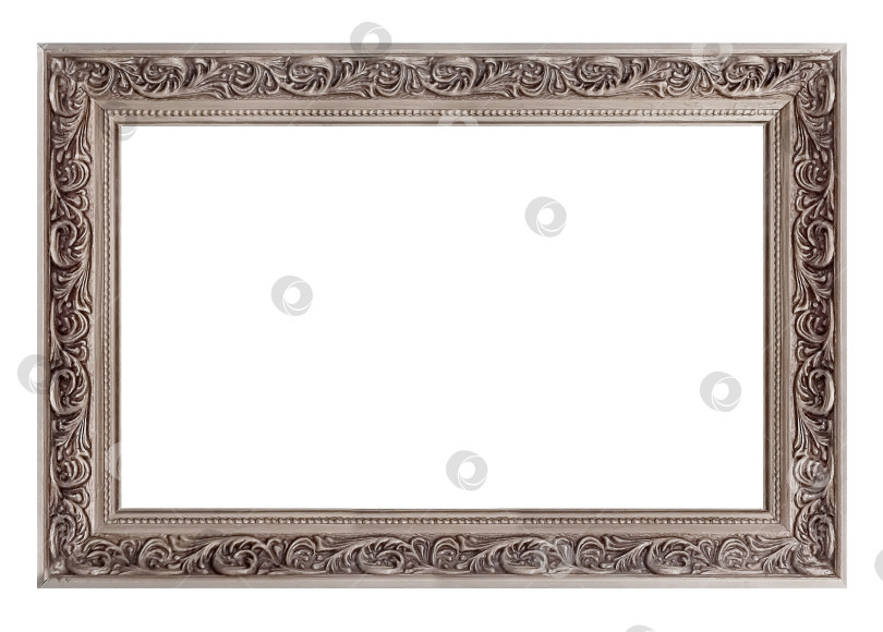Скачать Панорамная серебряная рамка для картин, зеркал или фотографий на белом фоне фотосток Ozero