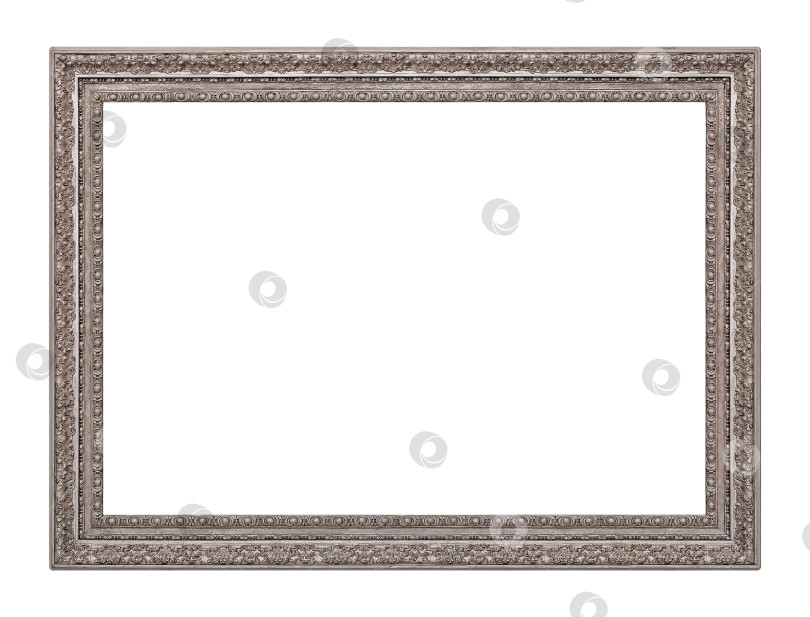 Скачать Серебряная рамка для картин, зеркал или фотографий на белом фоне. Элемент дизайна с контуром вырезки фотосток Ozero
