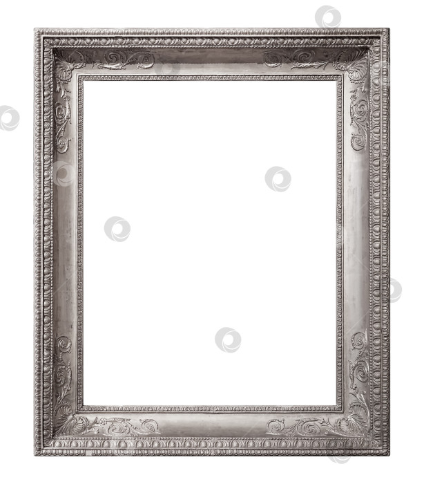 Скачать Серебряная рамка для картин, зеркал или фотографий на белом фоне фотосток Ozero