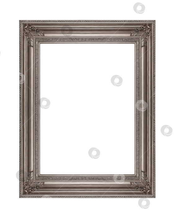 Скачать Серебряная рамка для картин, зеркал или фотографий на белом фоне фотосток Ozero