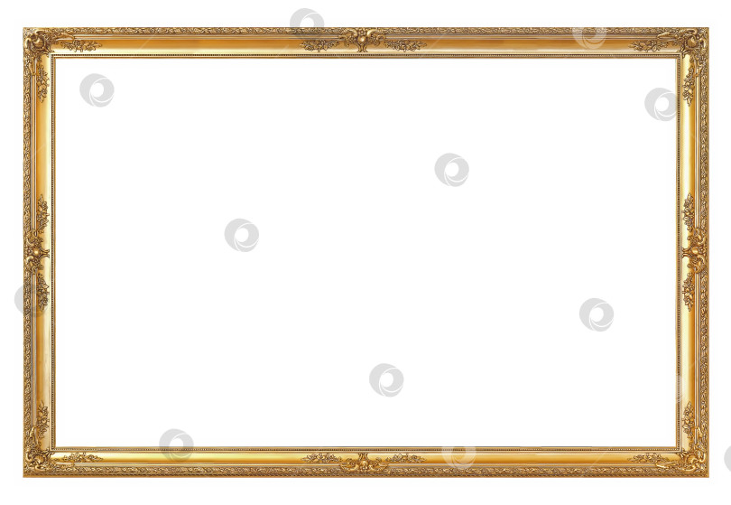 Скачать Панорамная золотая рамка для картин, зеркал или фотографий на белом фоне фотосток Ozero