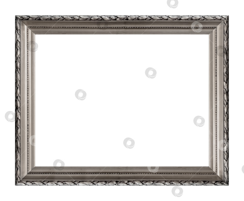 Скачать Серебряная рамка для картин, зеркал или фотографий на белом фоне фотосток Ozero