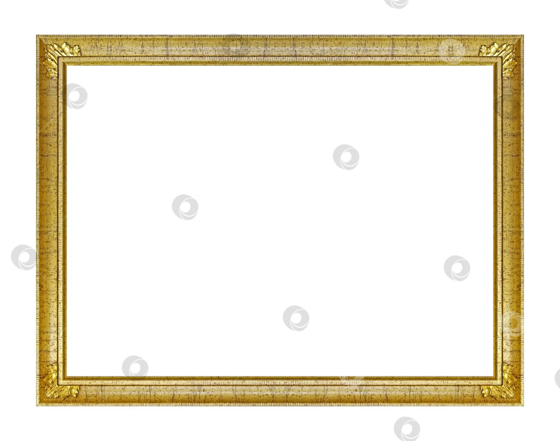Скачать Золотая рамка для картин, зеркал или фотографий на белом фоне фотосток Ozero