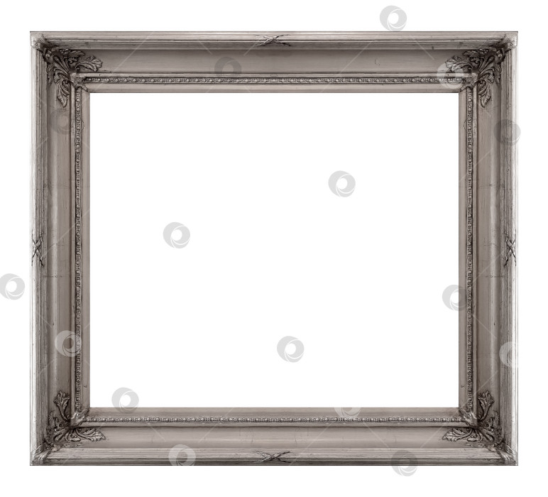 Скачать Серебряная рамка для картин, зеркал или фотографий на белом фоне фотосток Ozero