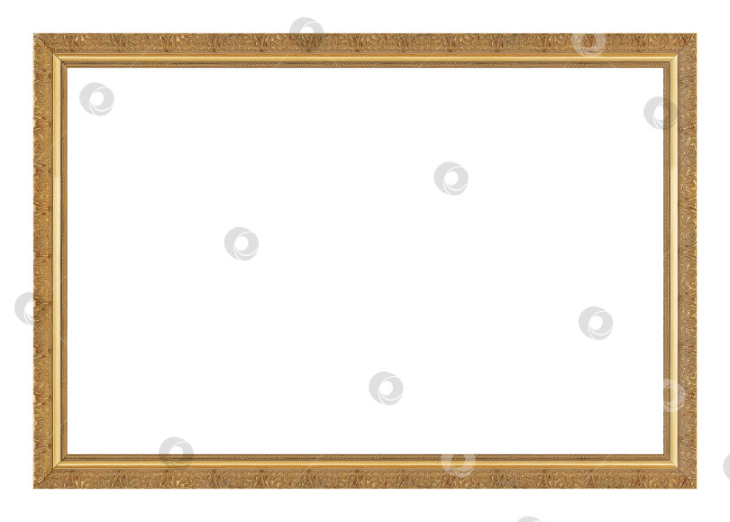Скачать Панорамная золотая рамка для картин, зеркал или фотографий на белом фоне фотосток Ozero