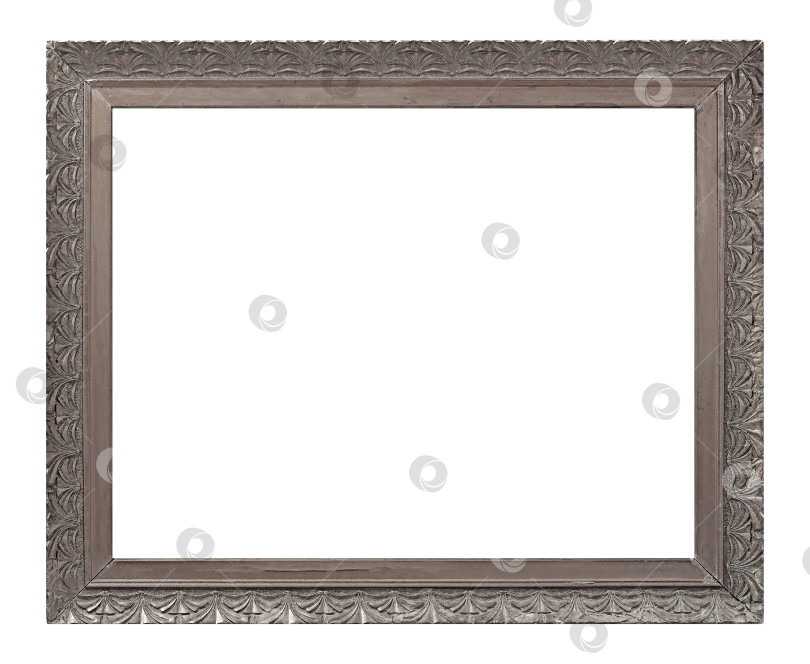 Скачать Серебряная рамка для картин, зеркал или фотографий на белом фоне фотосток Ozero