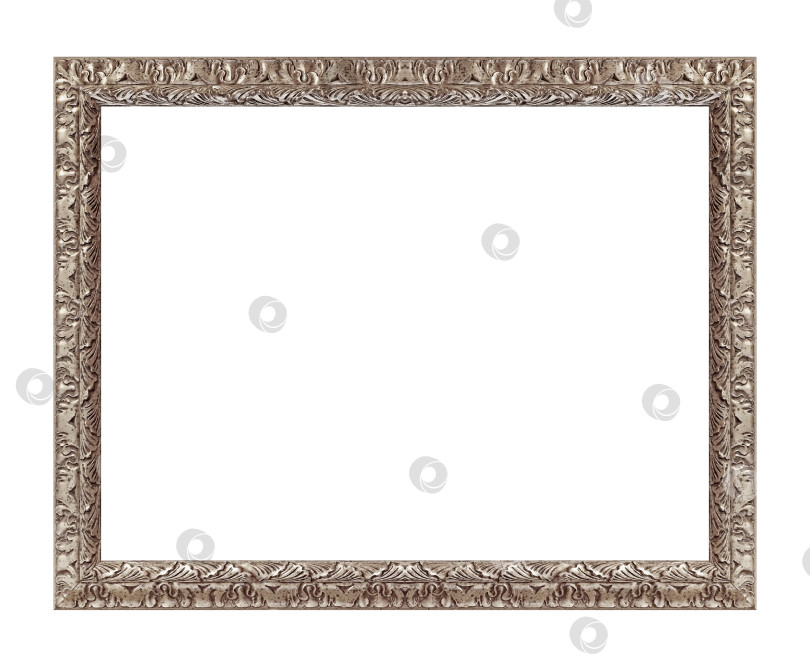 Скачать Серебряная рамка для картин, зеркал или фотографий на белом фоне фотосток Ozero