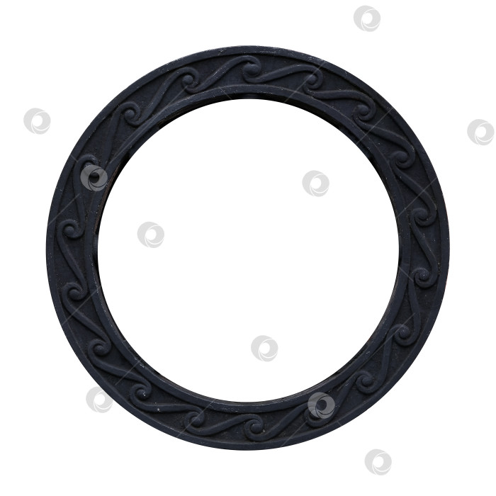 Скачать Черная круглая рамка для картин, зеркал или фотографий на белом фоне. Элемент дизайна с контуром вырезки фотосток Ozero