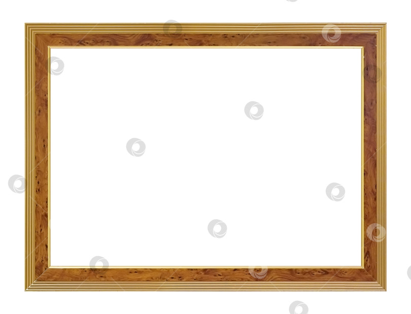Скачать Золотая рамка для картин, зеркал или фотографий на белом фоне фотосток Ozero
