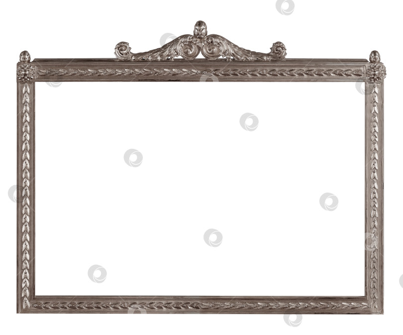 Скачать Серебряная рамка для картин, зеркал или фотографий на белом фоне. Элемент дизайна с контуром вырезки фотосток Ozero