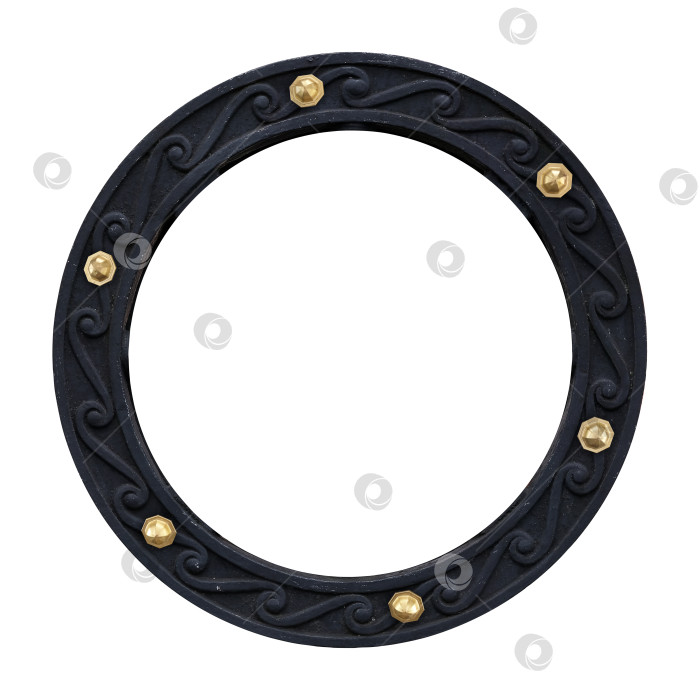 Скачать Черная круглая рамка для картин, зеркал или фотографий на белом фоне. Элемент дизайна с контуром вырезки фотосток Ozero