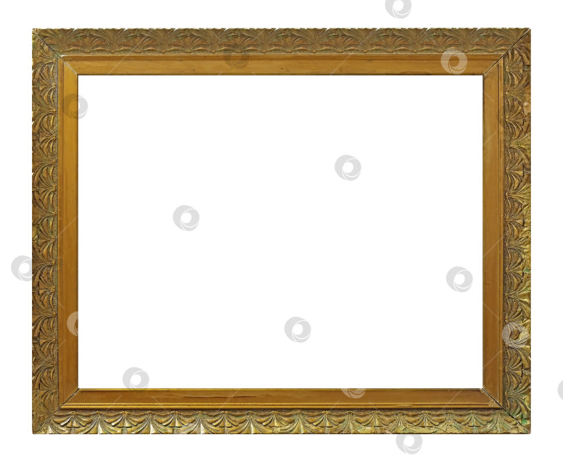 Скачать Золотая рамка для картин, зеркал или фотографий на белом фоне фотосток Ozero