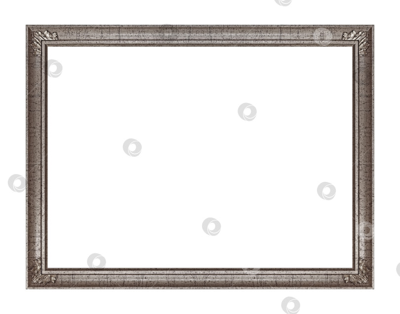 Скачать Серебряная рамка для картин, зеркал или фотографий на белом фоне фотосток Ozero