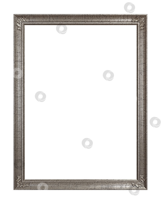 Скачать Серебряная рамка для картин, зеркал или фотографий на белом фоне фотосток Ozero
