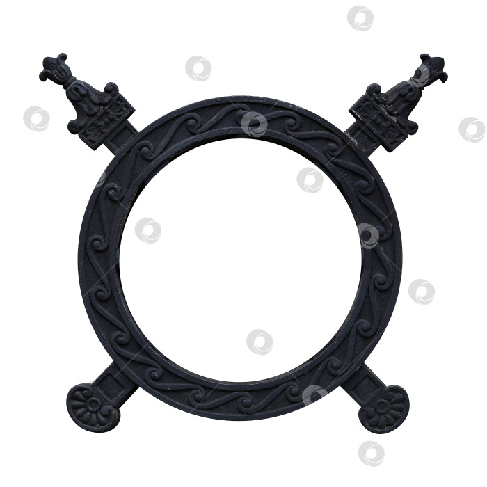 Скачать Черная круглая рамка для картин, зеркал или фотографий на белом фоне. Элемент дизайна с контуром вырезки фотосток Ozero