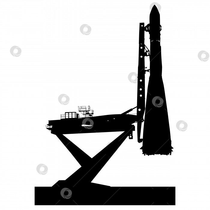 Скачать Силуэт космического корабля перед запуском на орбиту. Векторная иллюстрация фотосток Ozero