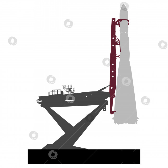 Скачать Силуэт космического корабля перед запуском на орбиту. Векторная иллюстрация фотосток Ozero