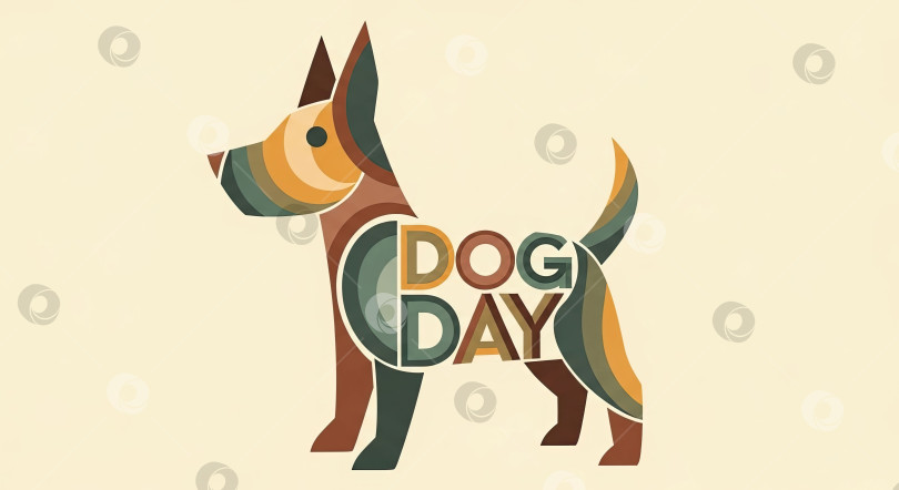 Скачать Креативная графическая иллюстрация с изображением собаки и надписью "День собаки". фотосток Ozero